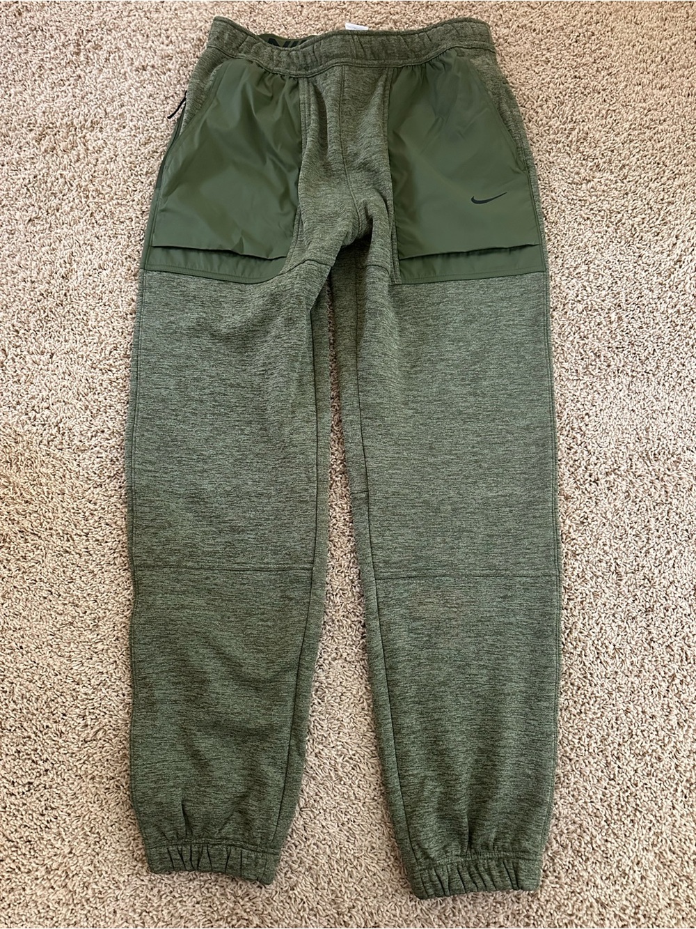 Nike Olive Green Mixed-Material Tech Fleece Joggers